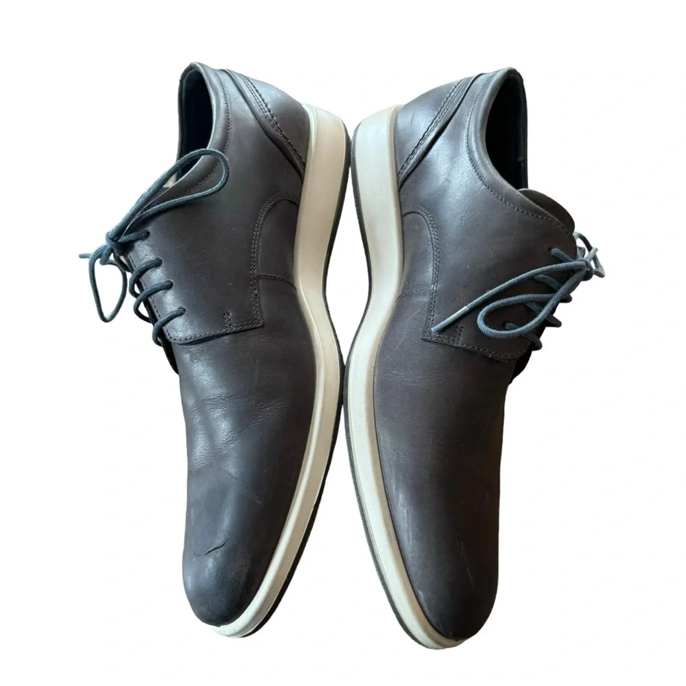 Men’s Ecco Size 44 (US Size 10) Gray Leather Lace Up Oxfords Shoes
